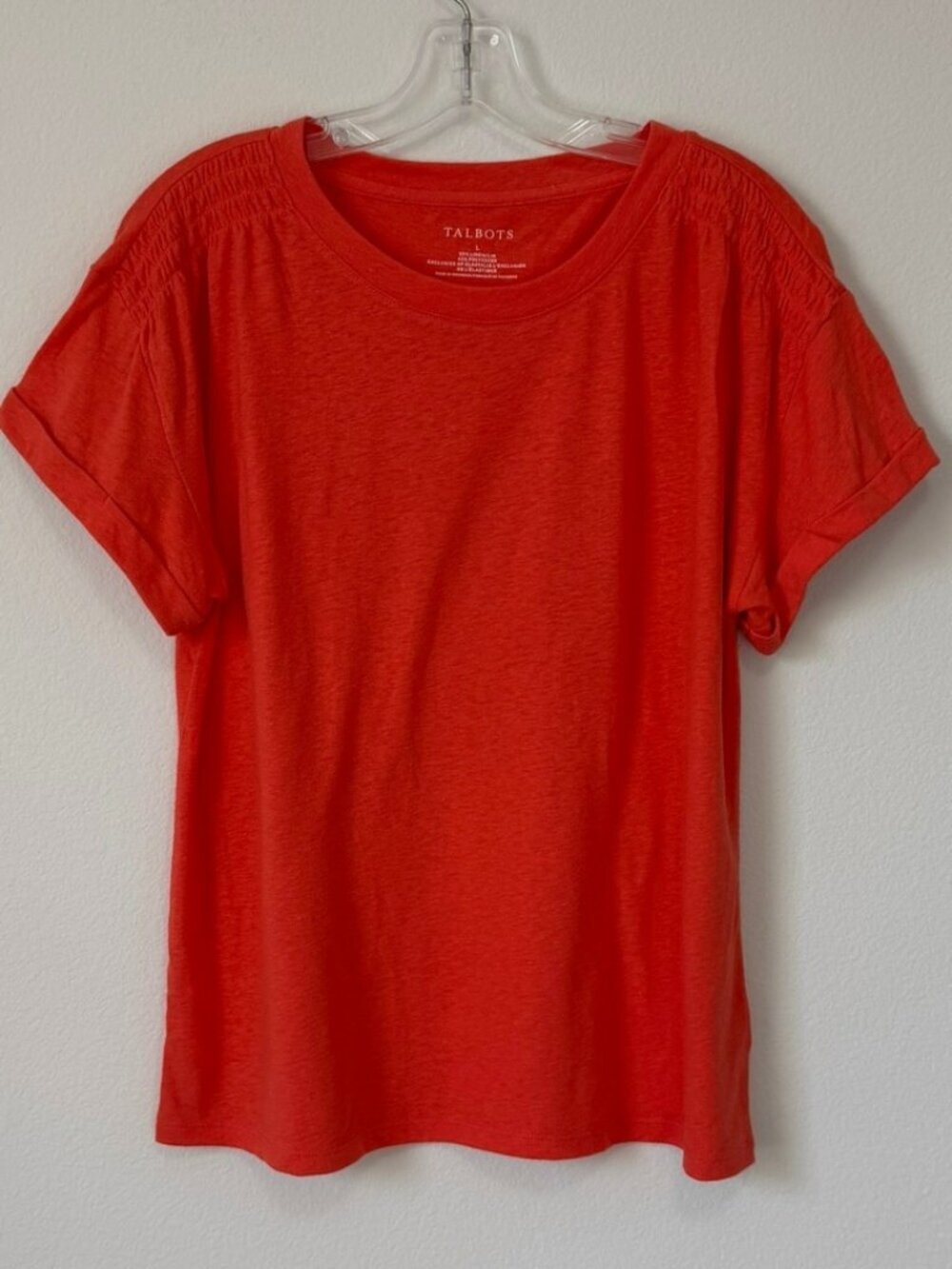Talbots Linen Blend Short Sleeve Round Neck Orange T-Shirt Women's Size L